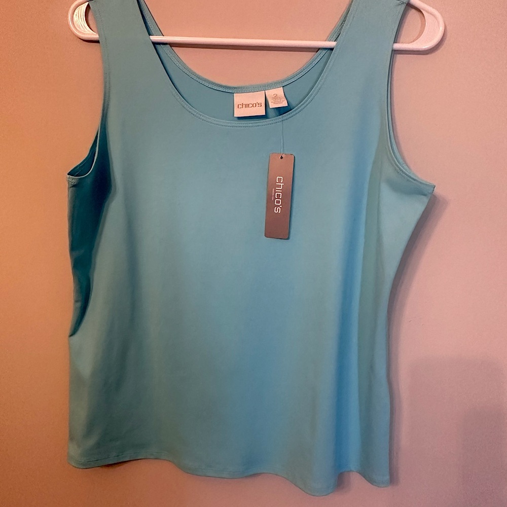 CHICOS Size 2 ( M/L) Knit Tank in Aqua.      NWT $20